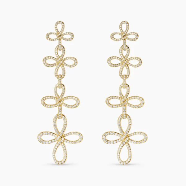 Wisteria® Statement Drop Earrings 18K Yellow Gold with Diamonds, 88.7mm