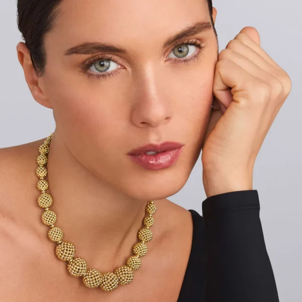 18K Gold Caviar Beaded Ball Necklace