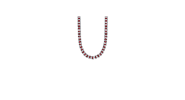 JewelsRestored Collection 18K White Gold Ruby Halo Necklace