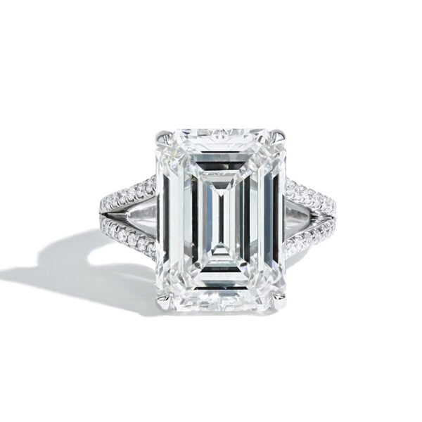 10.37 Carat Emerald Cut Center Diamond Engagement Ring - Size 6.5