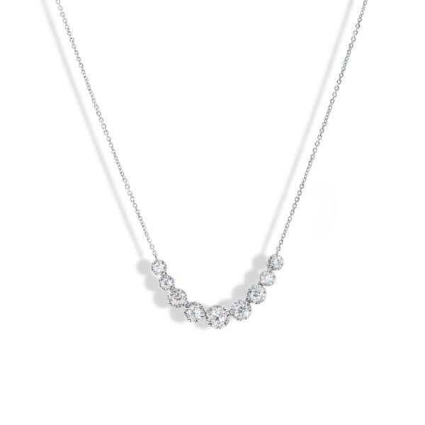 LOVEBRIGHT 1 Carat Graduated Illusion Diamond Necklace in 14k White Gold