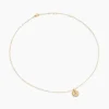 Initial Charm Necklace 18K Yellow Gold with Diamond A - Image 4