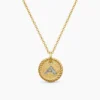 Initial Charm Necklace 18K Yellow Gold with Diamond A - Image 2