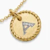 Initial Charm Necklace 18K Yellow Gold with Diamond A - Image 6