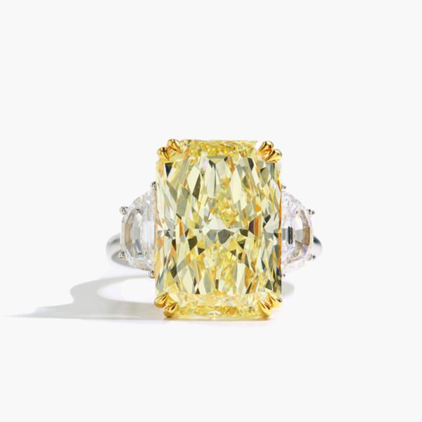 Three-Stone 12 Carat Fancy Yellow GIA Certified Diamond Ring