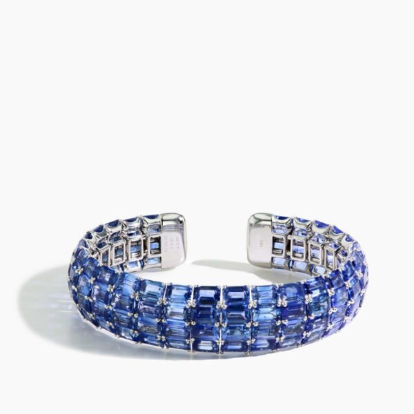 Private Label Blue Sapphire and Diamond Bangle Bracelet