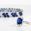 Private Label Round Sapphire Halo Pave Ring - Image 2