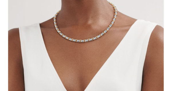 Ninety-two Stone Necklace in Platinum and Gold