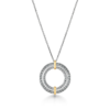 Circle Pendant in Platinum and Yellow Gold with Diamonds, Larg - Image 3