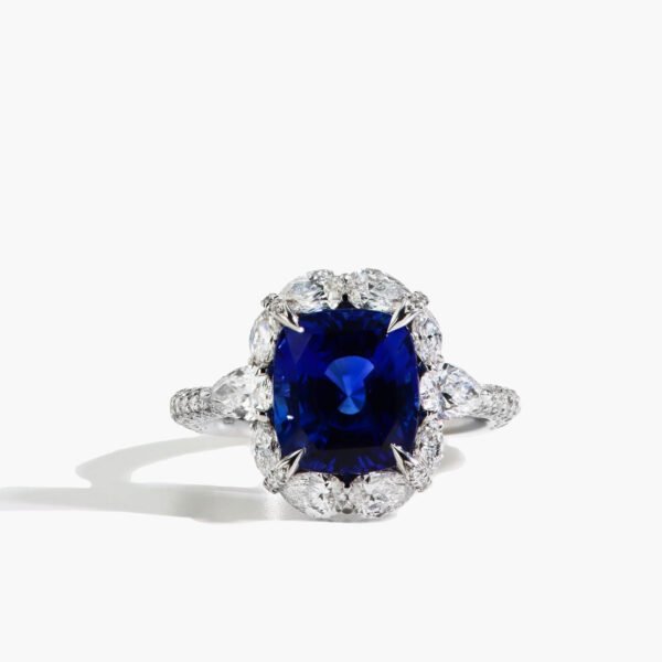 Private Label Round Sapphire Halo Pave Ring