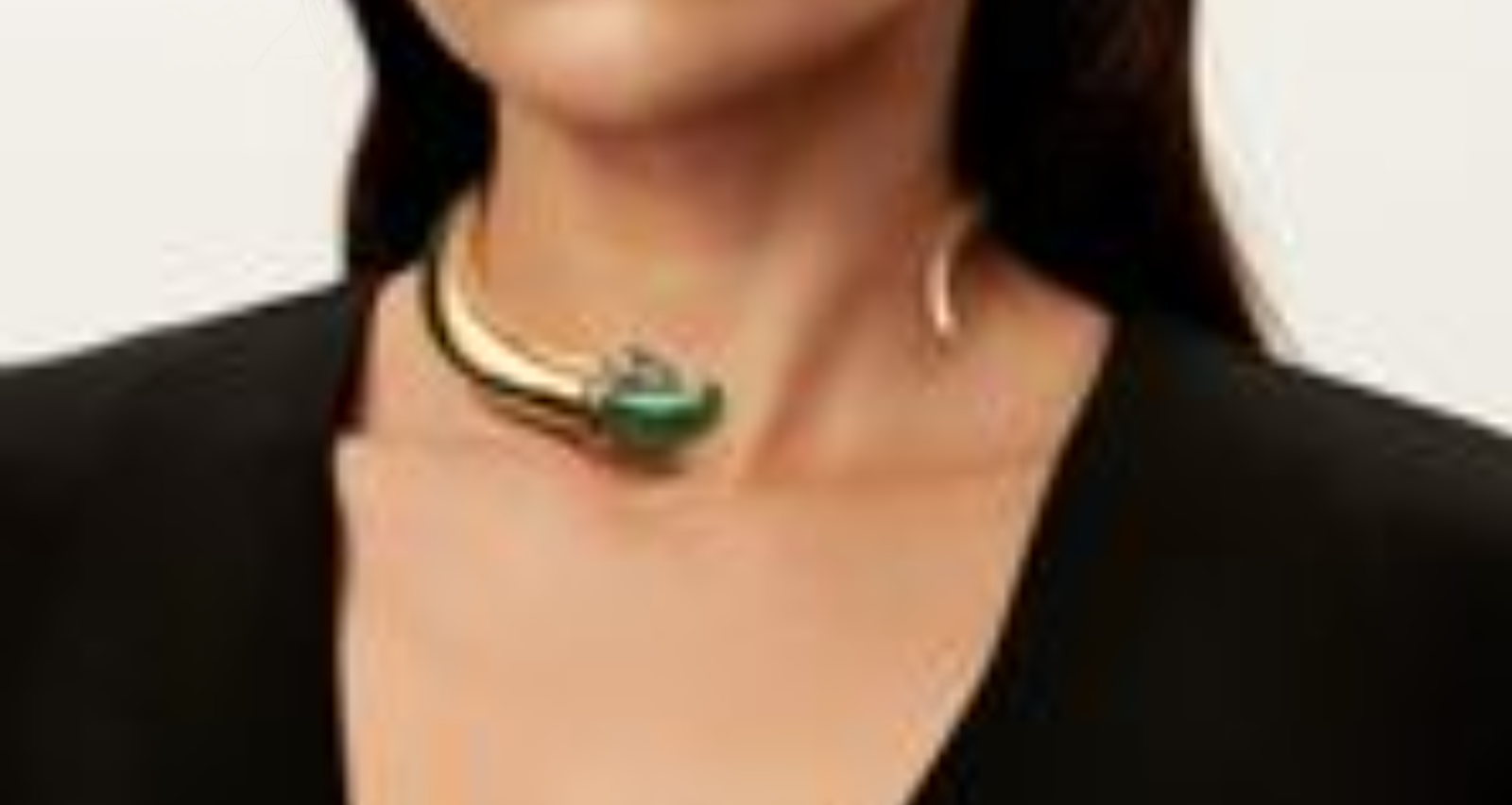 Claw Necklace in Yellow Gold with Green Jade, Large