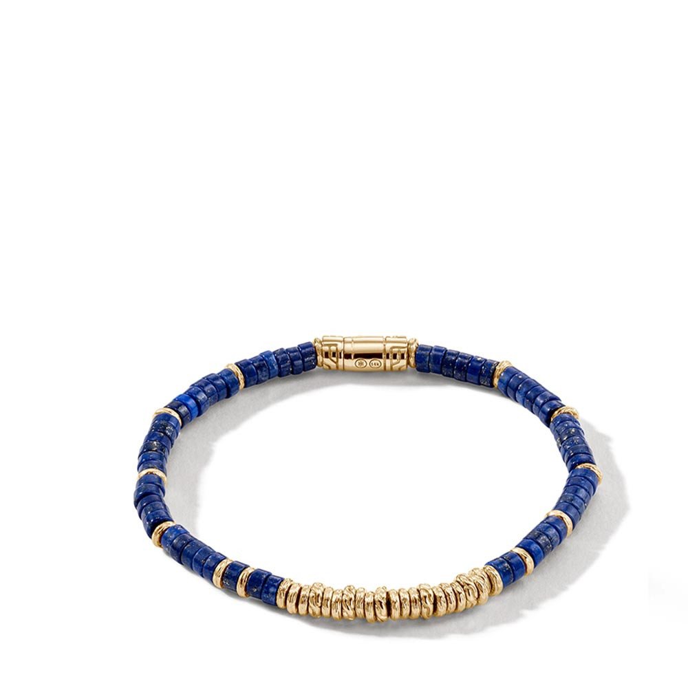 John Hardy Heishi Lapis Gold Bracelet